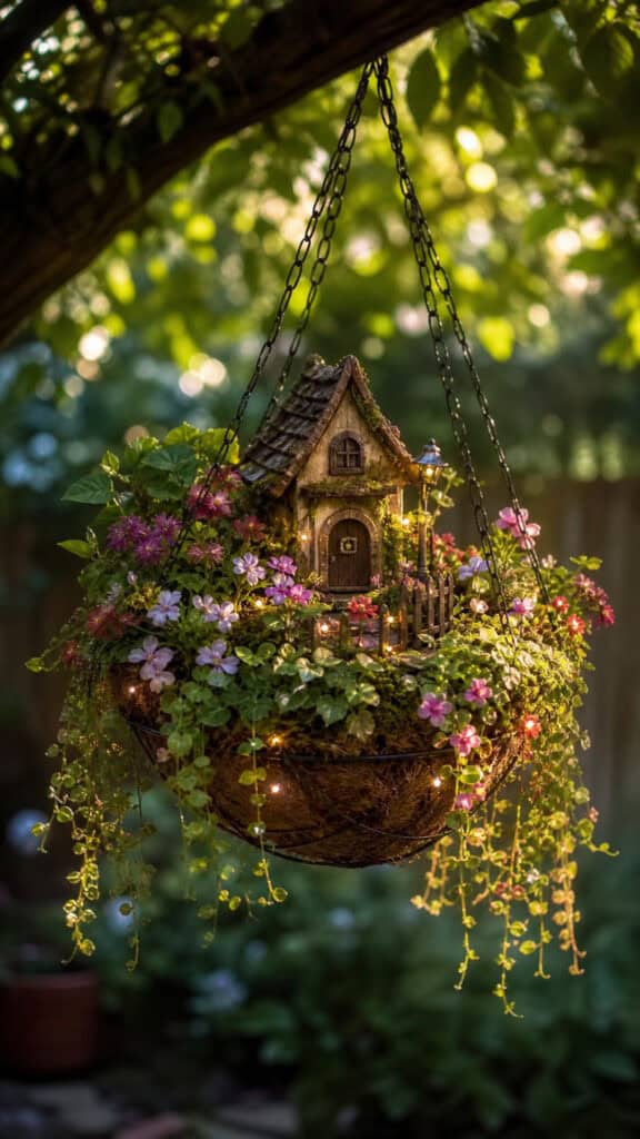 Hanging Basket Fairy Garden