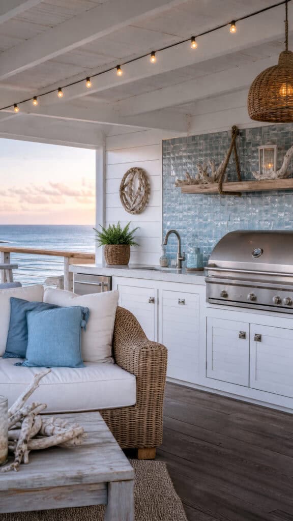 Coastal Cottage Outdoor Kitchen Backyard Style