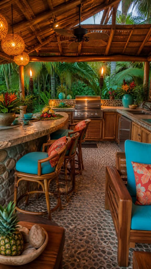 Tropical Paradise Outdoor Kitchen Backyard Ideas