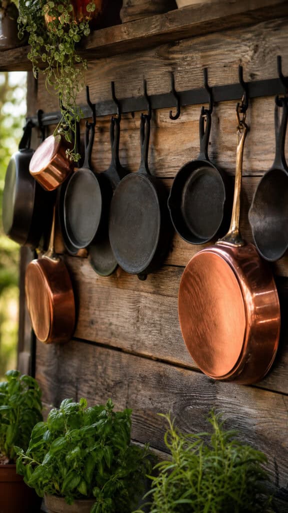 Cast Iron and Copper Cookware Display