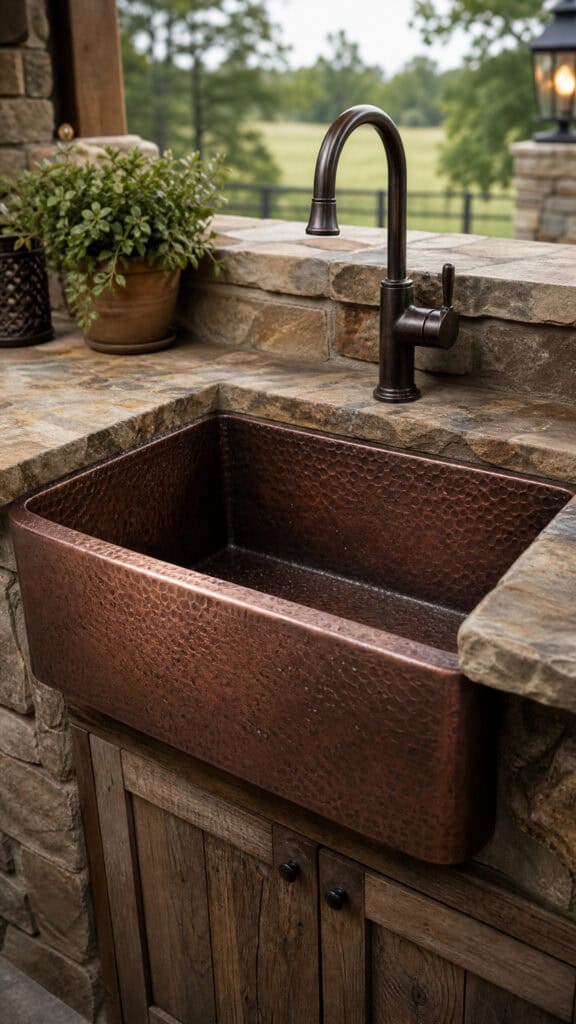 Copper Sink with Patina