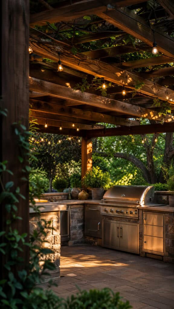 Exposed Beam Pergola Overhead