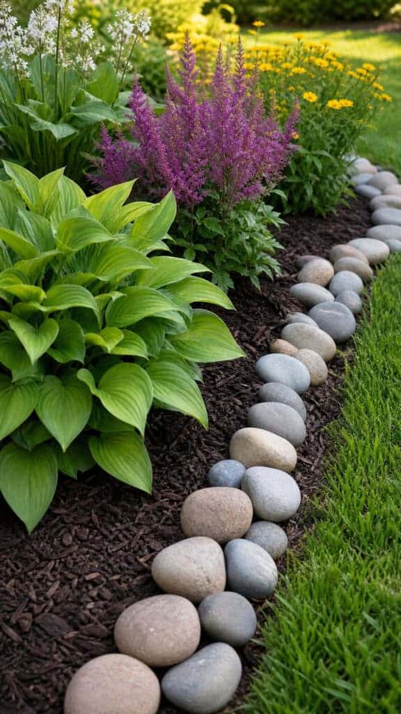 Creating Defined Garden Bed Borders with River Rock