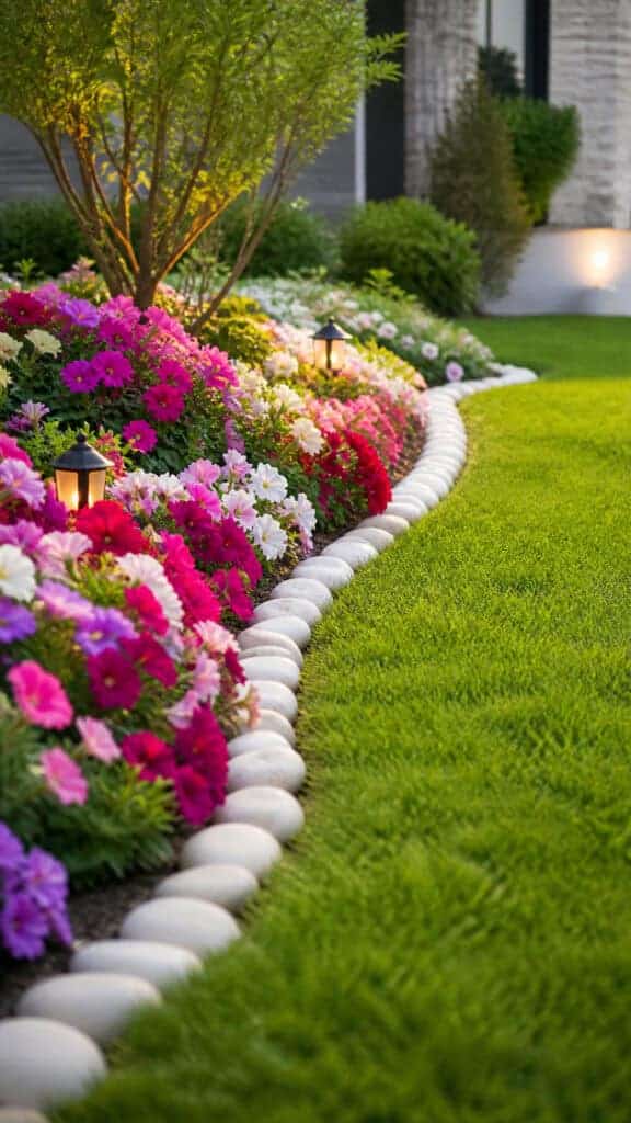 Frame Your Garden Beds with River Rock Borders