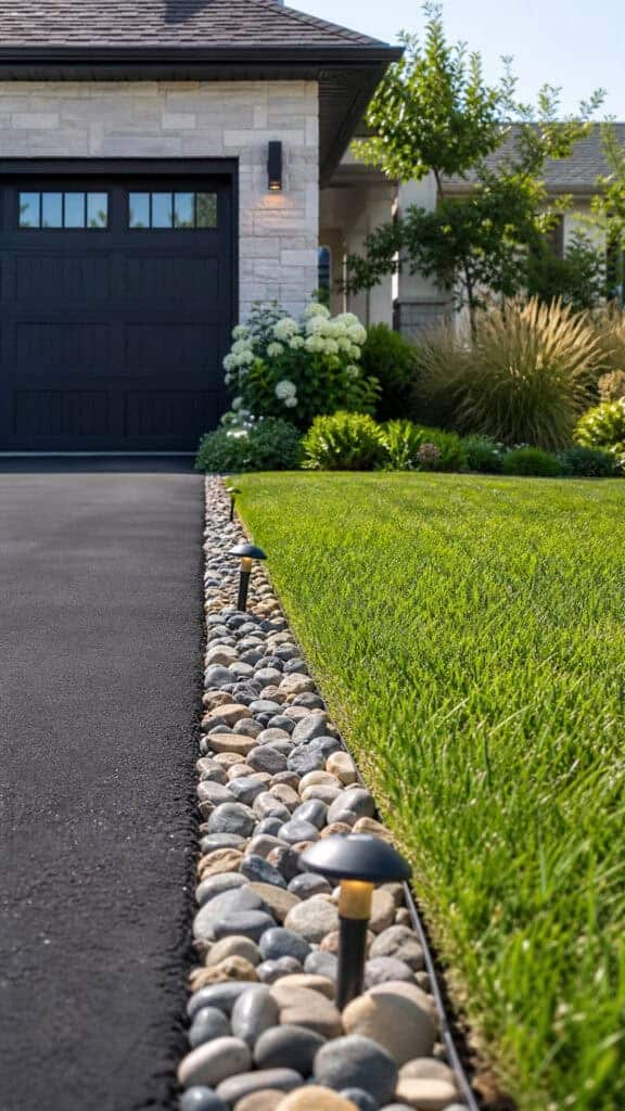Create a River Rock Driveway Border