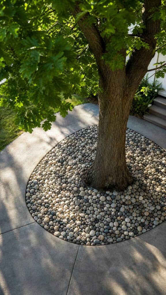 Install River Rock Around Tree Bases