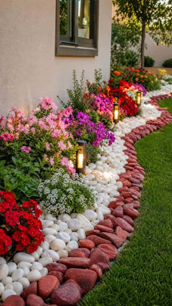 Colorful River Rock Border