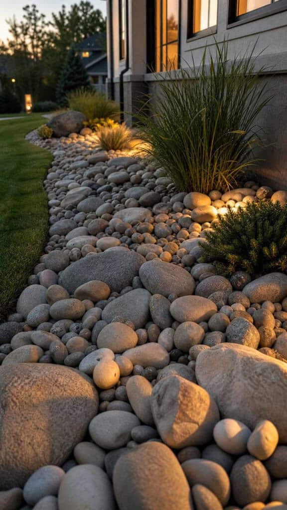 Mixed Size River Rock Landscape