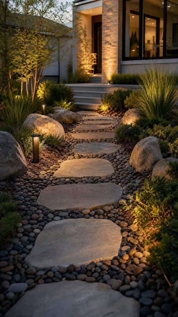 Stepping Stone Path Through Rock Bed