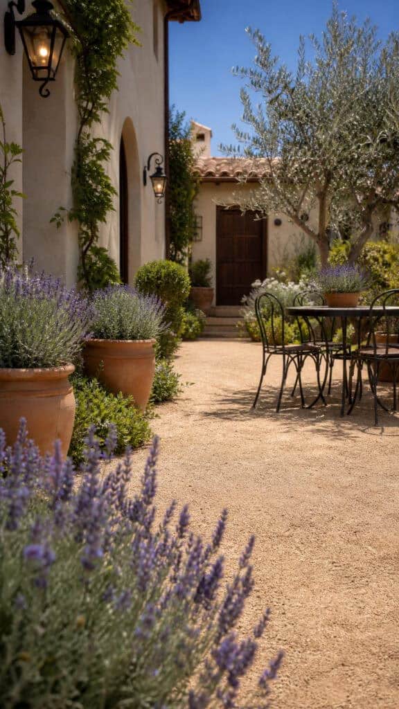 Mediterranean-Style Gravel Courtyard