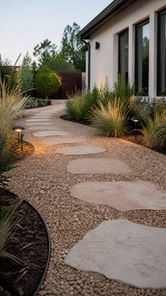 Pea Gravel with Stepping Stones