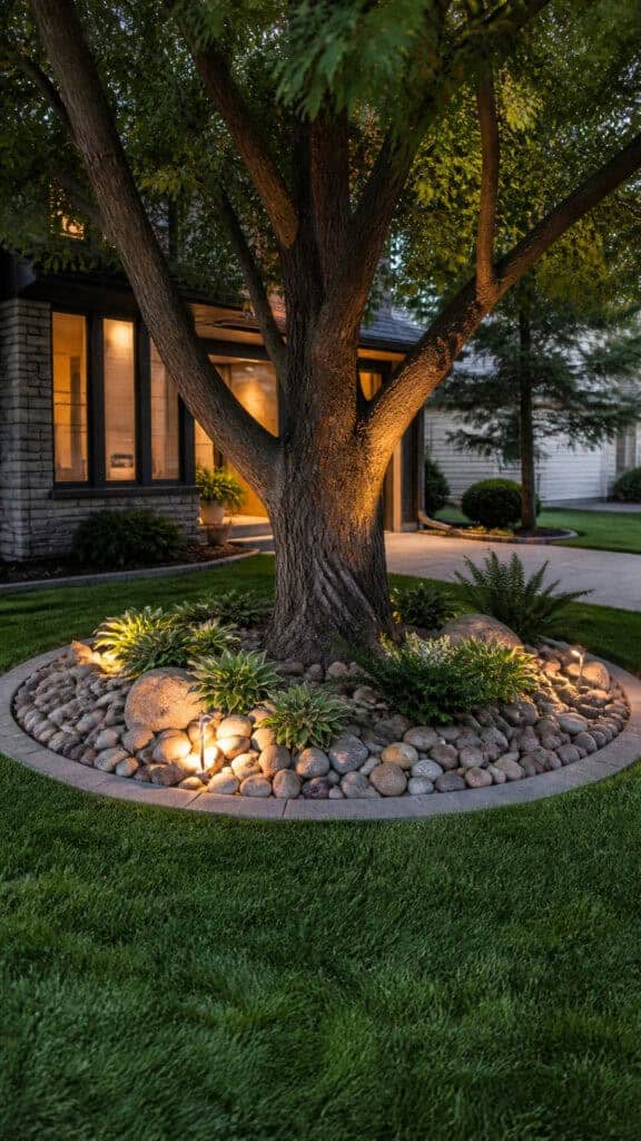 Rock Mulch Around Trees