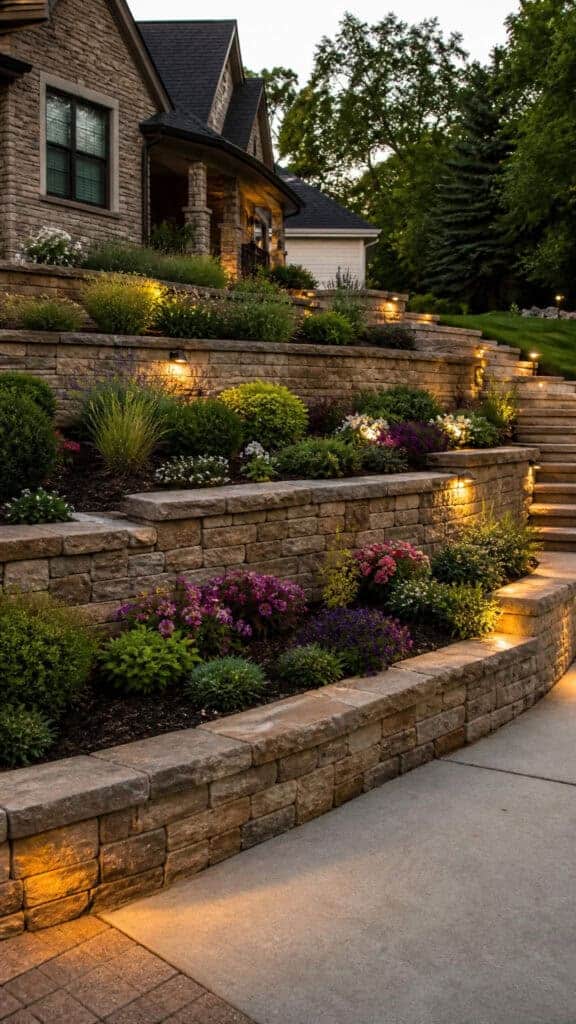 Terraced Rock Retaining Walls