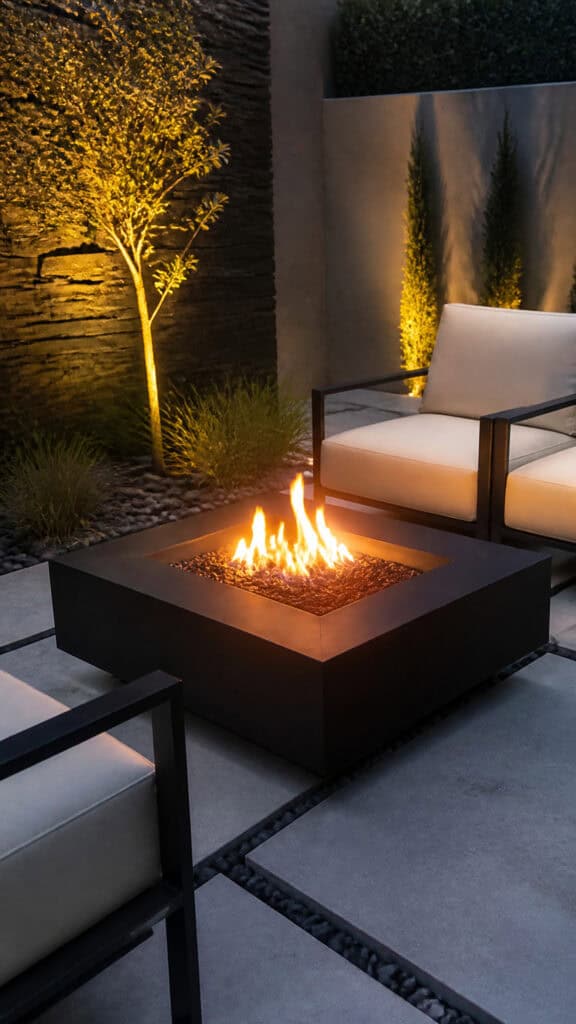 Square Metal Fire Pit with Modern Flair