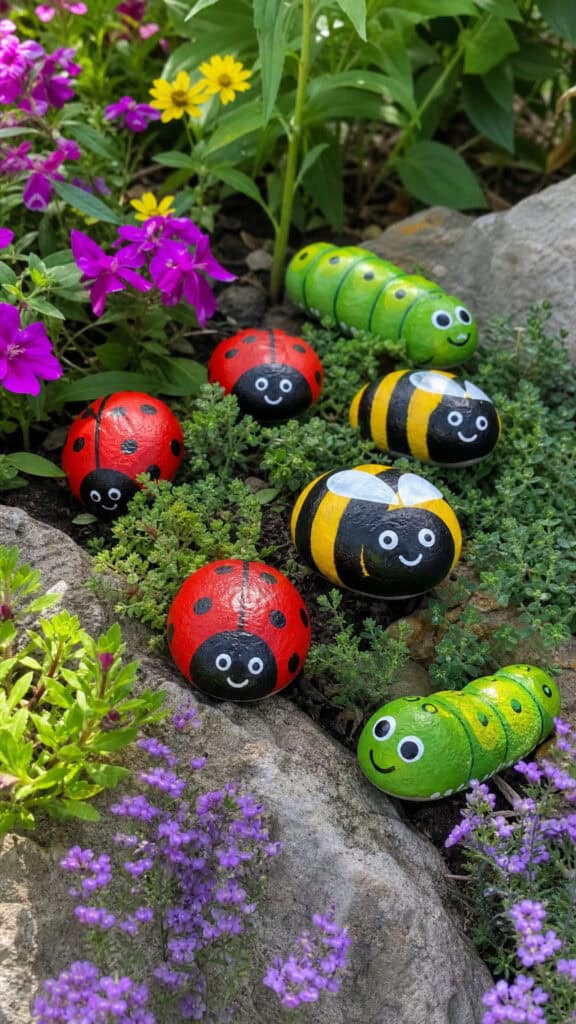 Paint Rocks to Look Like Ladybugs and Critters