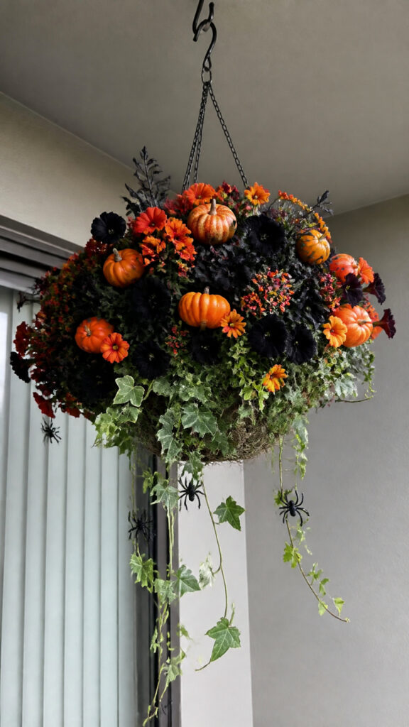 Hanging Basket Halloween Transformation