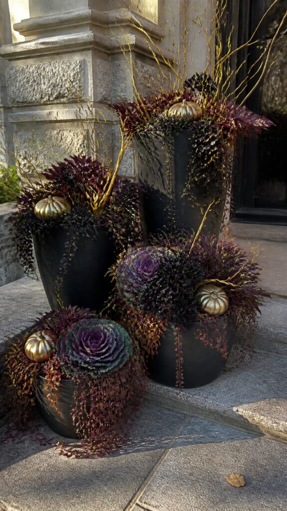 Chic Black and Metallic Planters