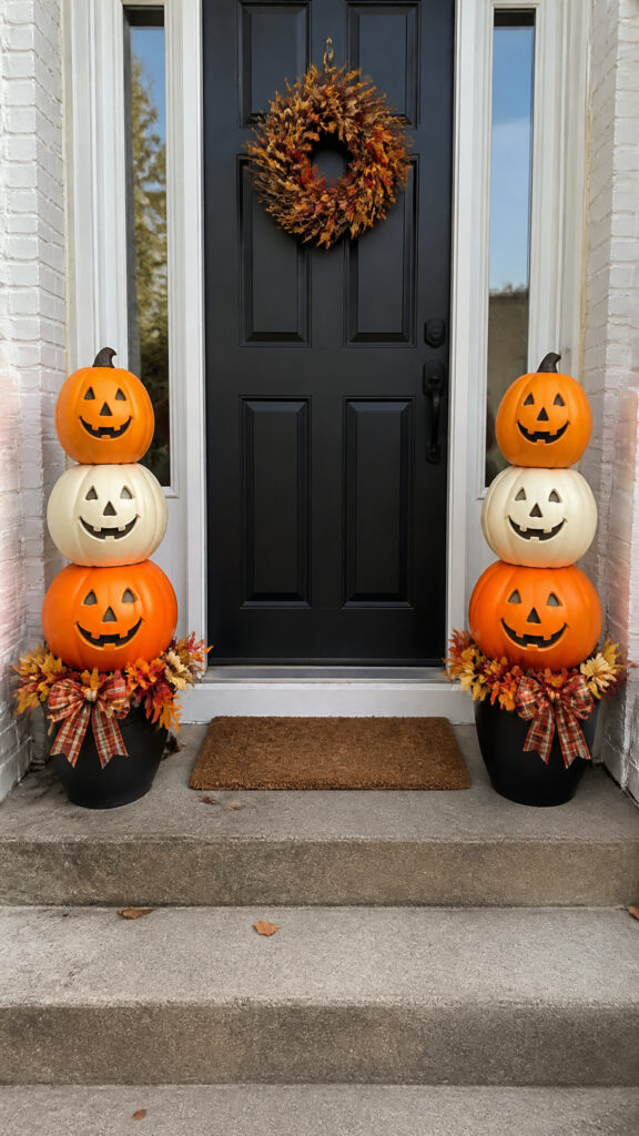 Smiling Jack-o'-Lantern Topiaries