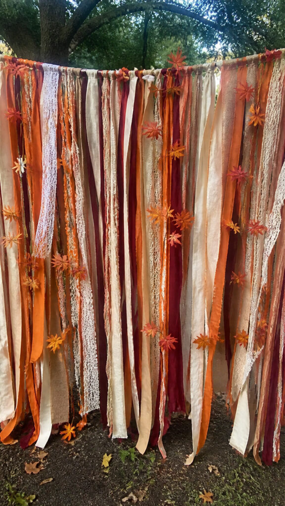 Festive Fabric and Ribbon Backdrop Wall