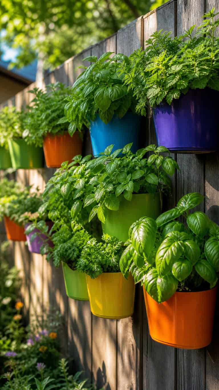 Vertical Herb Garden With Hanging Planters