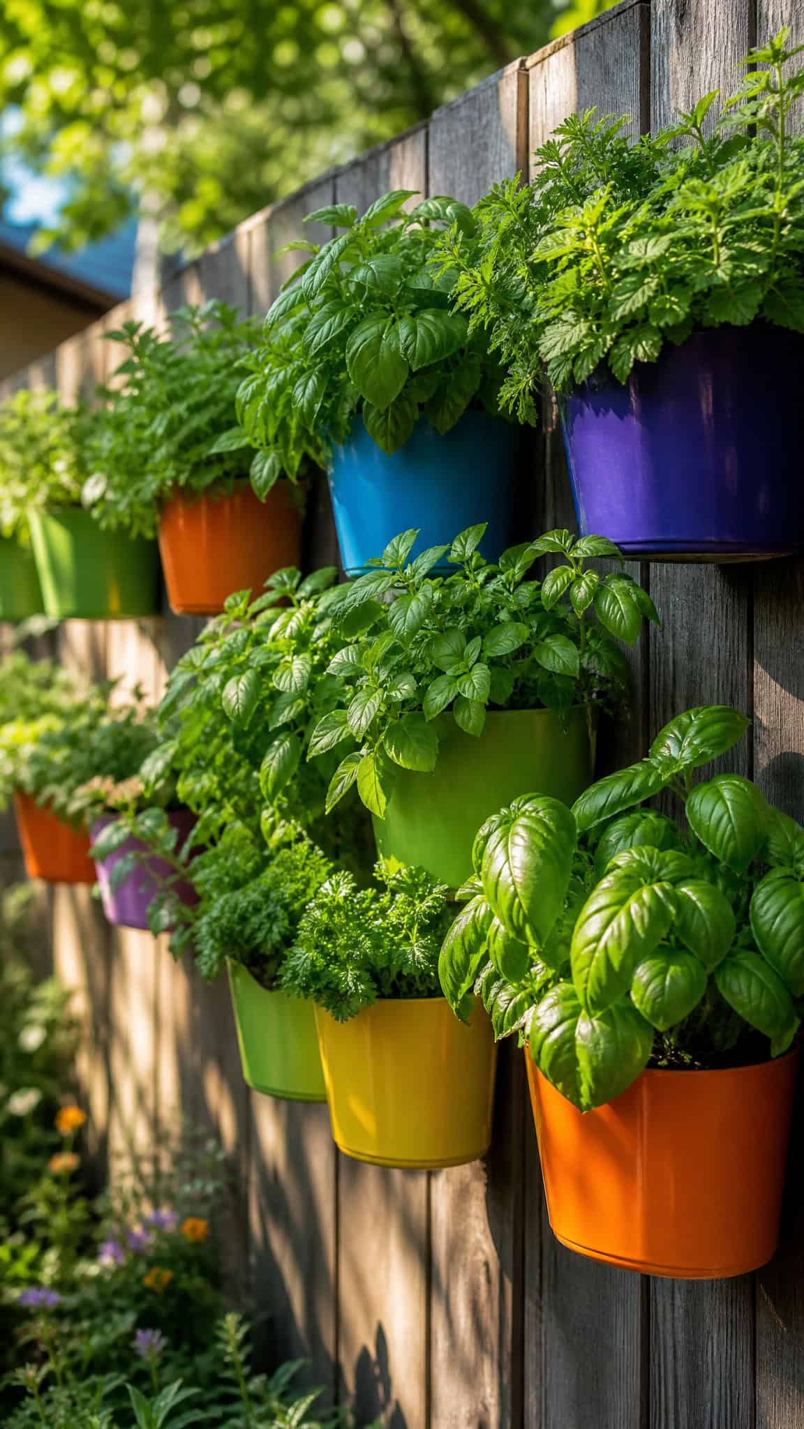 Vertical Herb Garden With Hanging Planters