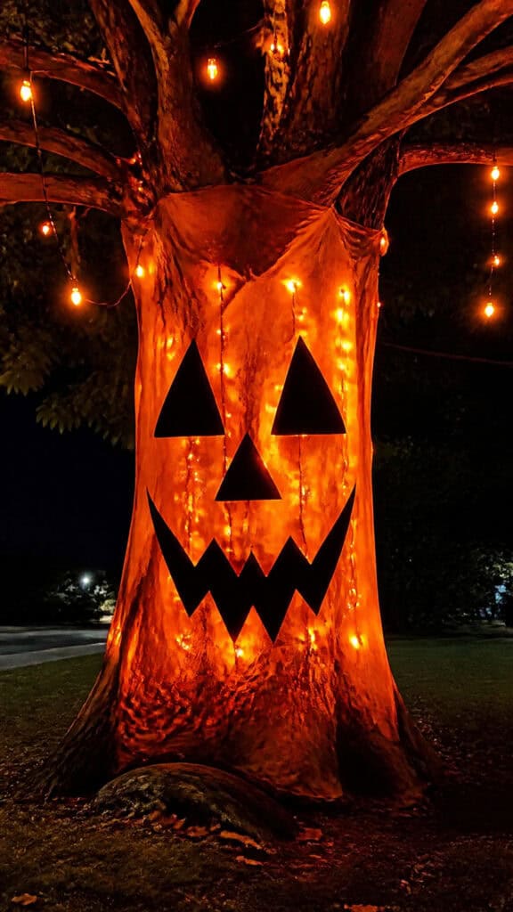 Glowing Jack-o'-Lantern Tree Face