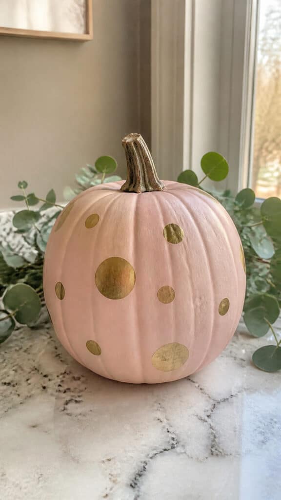 Blush Pink with Gold Polka Dots