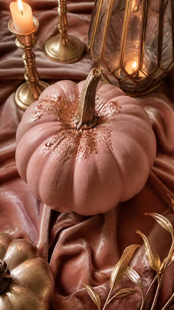 Millennial Pink with Copper Leaf Accents