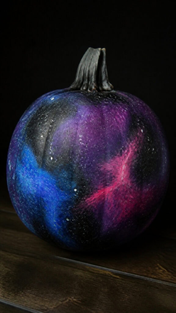 Galaxy Pumpkin with Swirling Nebulas