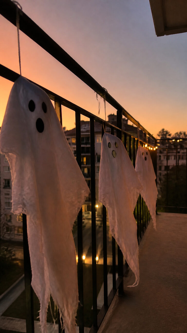 Hanging Ghost Family from Your Balcony Railing