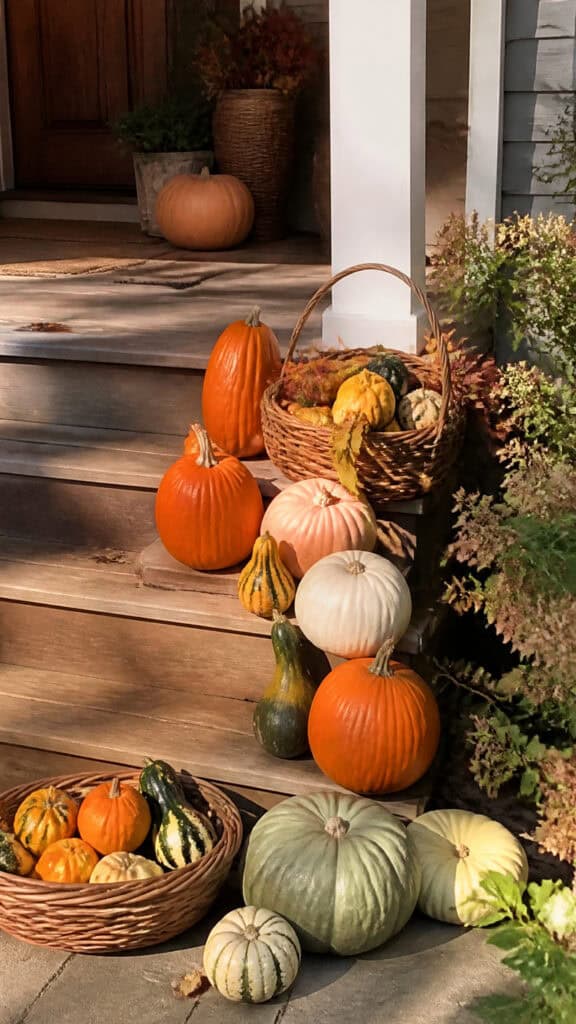 Layer Your Porch with Pumpkins and Gourds