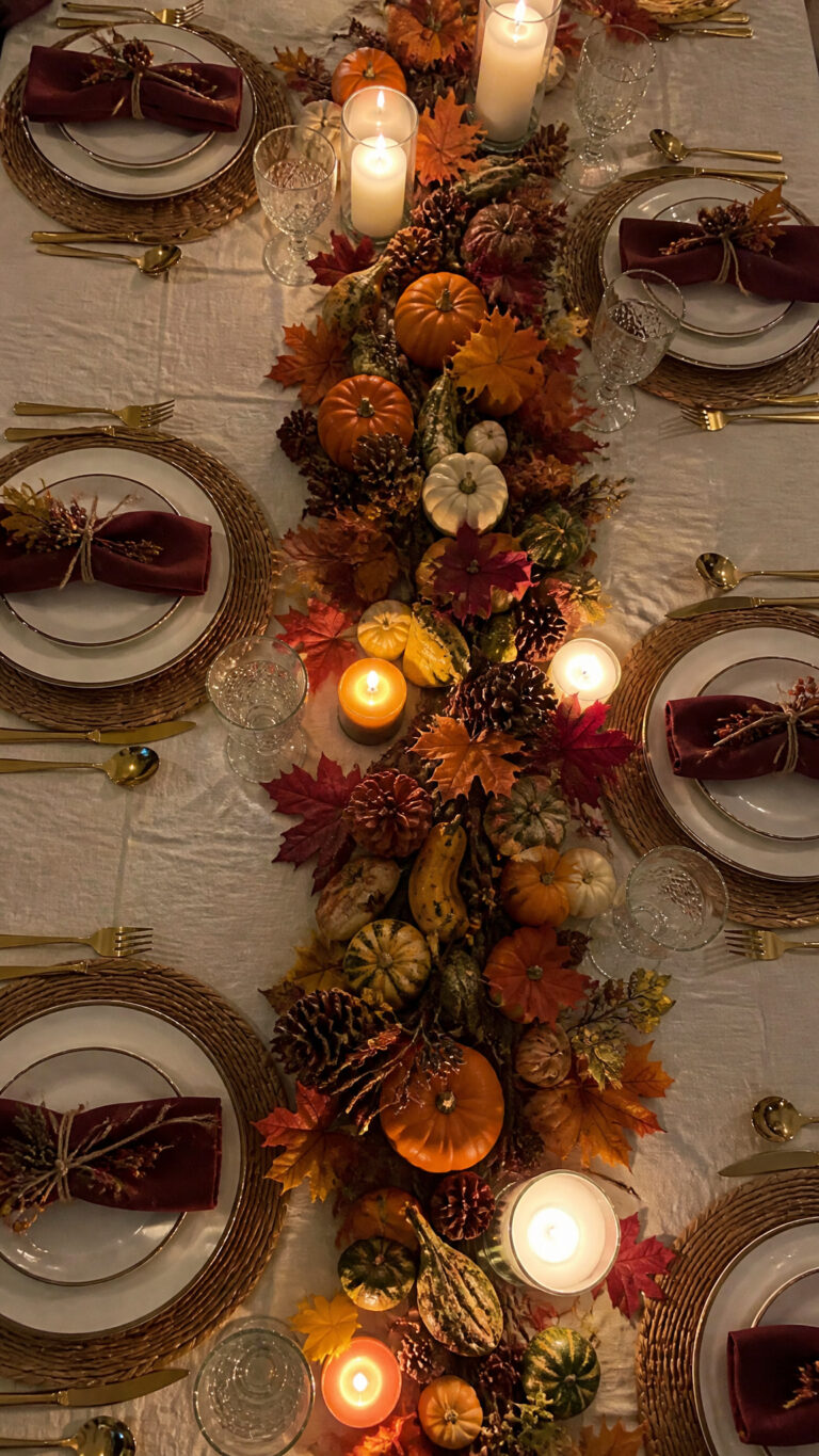 Harvest Table Setting with Natural Elements