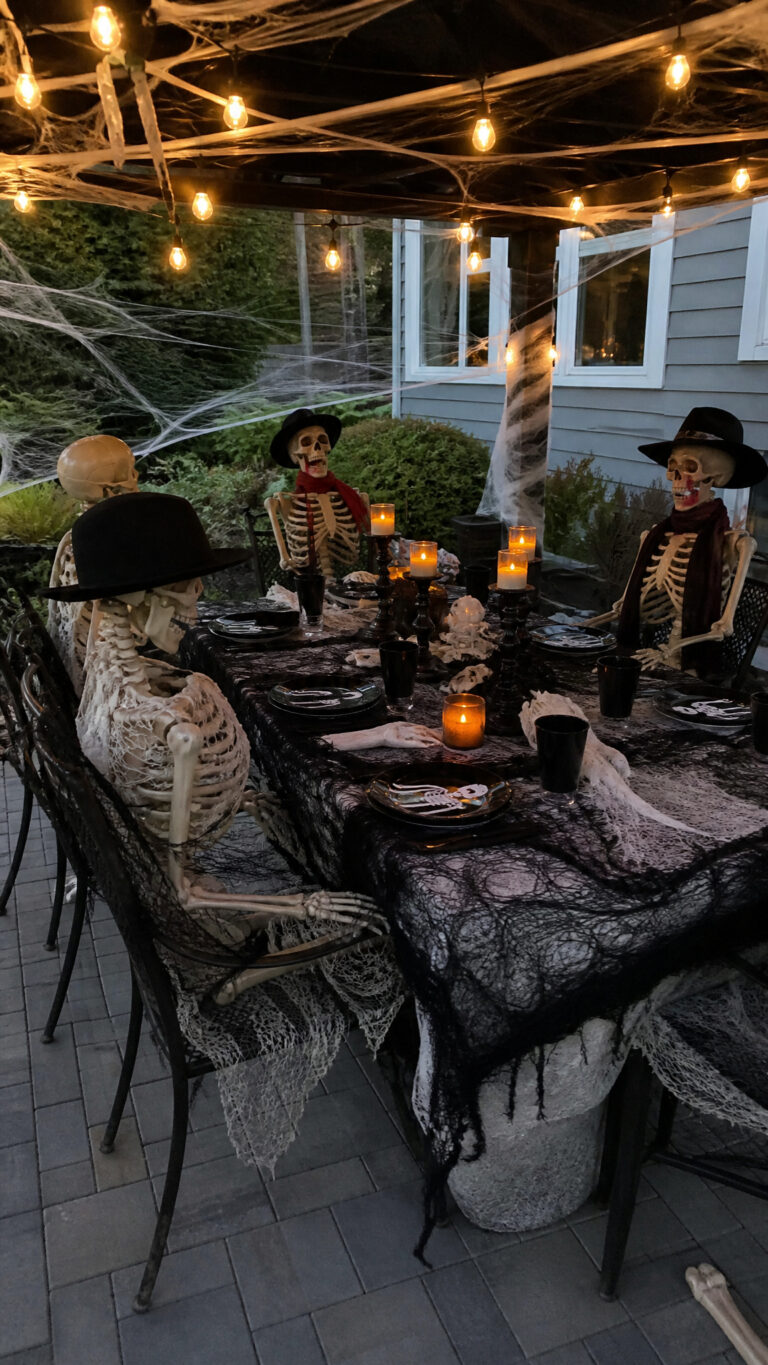 Skeleton Garden Party Scene
