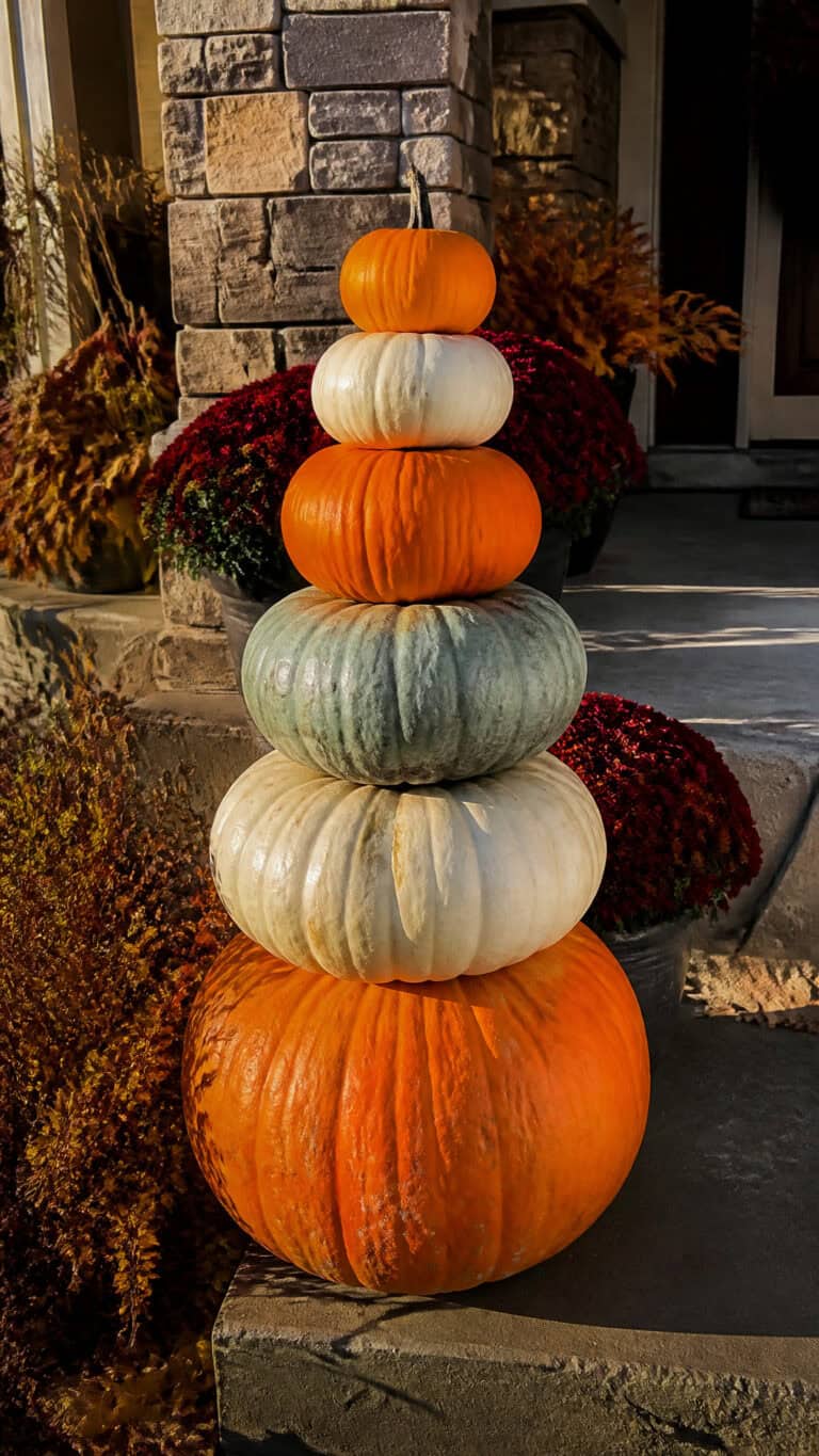 Stacked Pumpkin Tower with Mixed Sizes