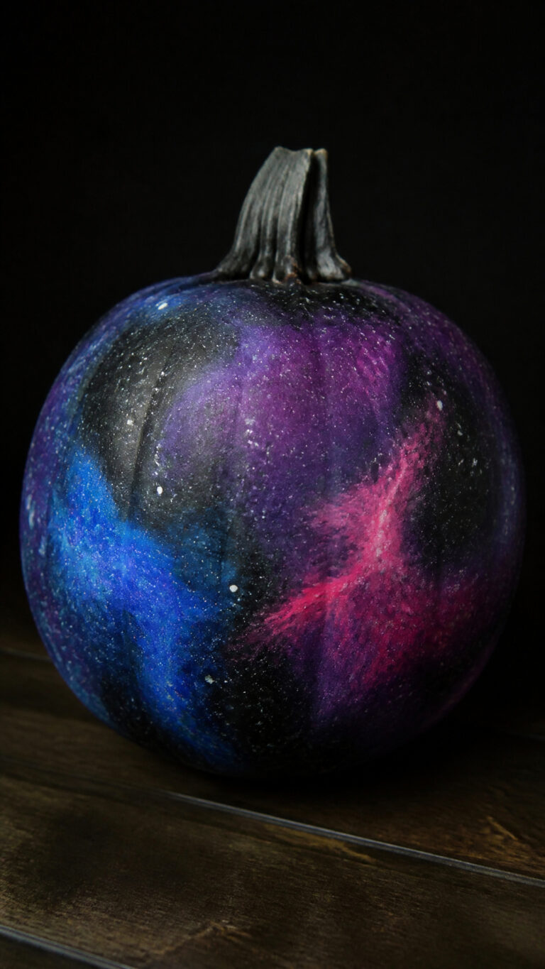 Galaxy Pumpkin with Swirling Nebulas